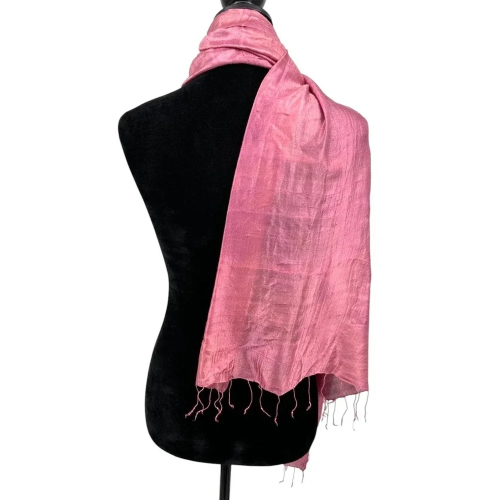 Bohemian Womens Fringe Trim Pashmina Scarf Wrap Shawl Stole‎ Purple 100% Silk
